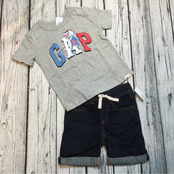GAP Other - Gap Boys 18-24 Month, 2T, 3T Dinosaur Shirt & Denim Shorts Outfit. NWT